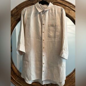 Chico's Tan Casual Button Down tunic, linen, non iron